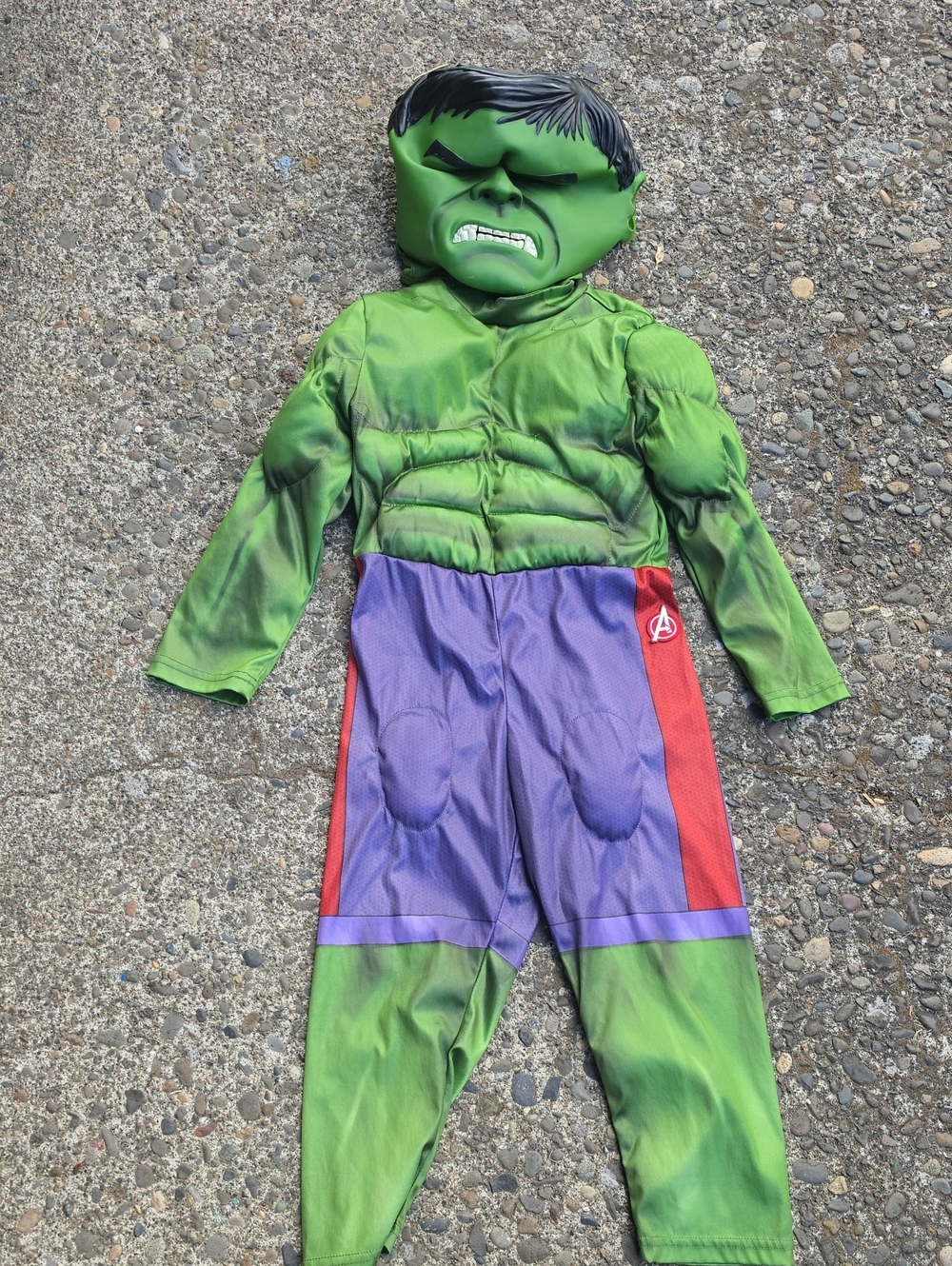 Disney Hulk Muscle Chest Costume in Green, Purple and Red with Mask